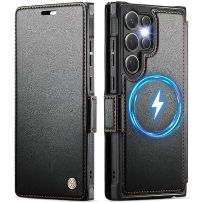 for Galaxy S24 Ultra Slim Wallet Case Wireless Charging, Black - color: Black, size: Samsung Galaxy S24 Ultra