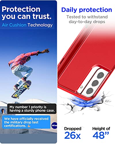 AICase for Galaxy S22 Case,Heavy Duty Rugged Pocket-Friendly Phone Case,Durable Military Grade Protection Shockproof/Drop Proof/Dust-Proof Protective Cover for Samsung Galaxy S22 6.1“ (Red/Black) - color: Red/Black Case