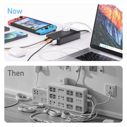 Charging Station 140W USB C Charger Block, Upgraded GaN III 8-in-1 Fast Charging Station Hub，PD 65W Laptop Charger Adapter Compatible with Compatible with MacBook Air/Pro,iPhone16/15,Galaxy S24 etc - color: Black PD 65W