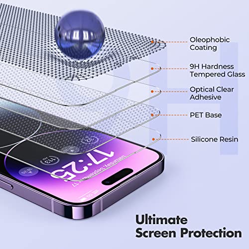 UNBREAKcable 3-Pack Screen Protector for iPhone 14 Pro Max Tempered Glass - size: iPhone 14 Pro Max