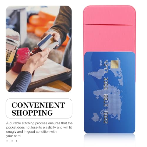 POPETPOP 2pcs Phone Card Holder Sticky Wallet for Smartphones, Elastic Stretch Fabric Cellphone Back Pocket, Credit Card Storage Sleeve, Pink Adhesive Wallet for Travel and Daily Use