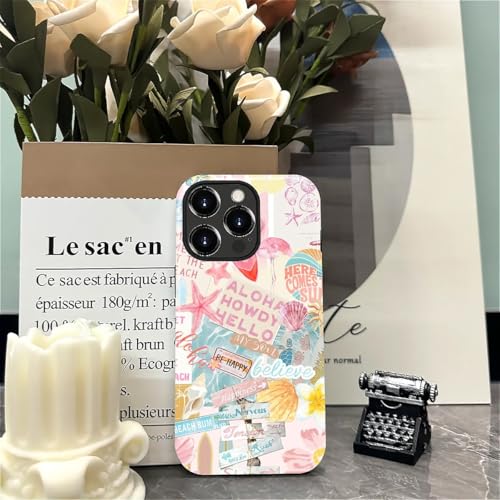 Case Compatible with iPhone 15 Pro Max, Cute Dual Layer Hybrid Phone Cover, Military Grade Drop Protection, Aesthetic Shockproof Phone Case for Women Girls, Pastel Pink Summer Collage - color: Pastel Pink Summer Collage, size: Iphone 15 Pro Max