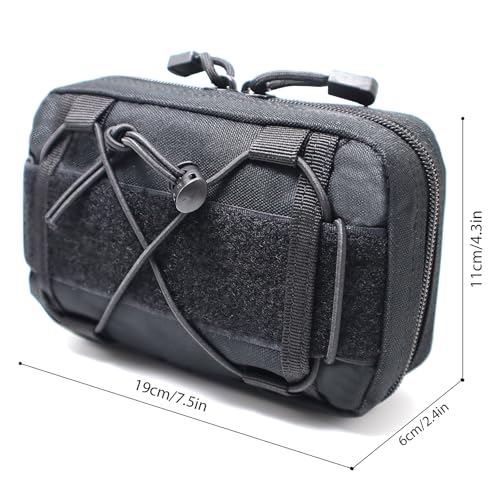 Tactical Molle Admin Pouch Compact Utility EDC Tool Bag Phone Pouches Fanny Waist Pack Bag Belt Pouch Small First Aid Kit - color: Black