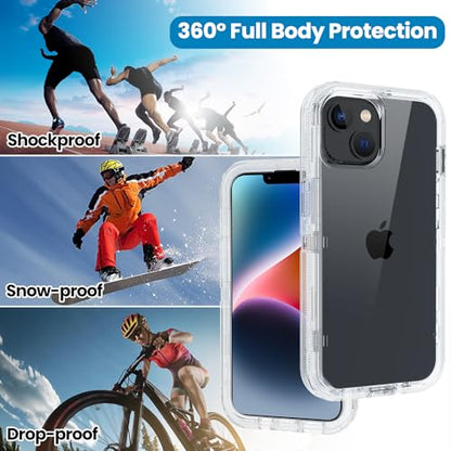 for iPhone 14 Clear Case with 2 Screen Protector,[Not Yellowing] Military Grade Drop Protection Thick Anti-Fall Transparent Heavy Duty Shockproof Phone Cover for Apple iPhone 14 6.1" (Clear) - color: Clear