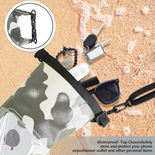 IP68 Waterproof Dry Bag, 2L - Roll Top Waterproof Pool Bag，Dry Bags for Kayaking Waterproof-w/Phone Pouch,Large Waterproof Phone Pouch,Boating & Kayak Accessories Camping (Gray 2L) - color: Gray 2L