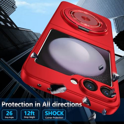 Magnetic Case for Samsung Galaxy Z Flip 6, [Compatible with MagSafe] Military Grade Shockproof Slim fit Samsung Z Flip 6 Phone Case with Magnetic Ring Kickstand, Red - color: Red, size: Samsung Galaxy Z Flip 6