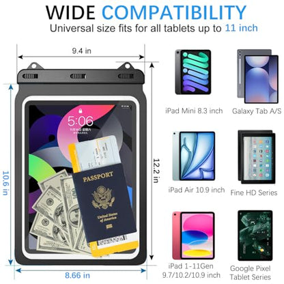 Universal iPad Waterproof Case Dry Bag Pouch for IPad Pro 11" iPad Pro 10.5" IPad 11th/10th/9th/8th iPad Air 6/5/4 10.9" New iPad 9.7 Galaxy Tab S10/S9/S8 S10/S9 FE Galaxy Tab A8/A9+/S6 Lite - size: 11inch