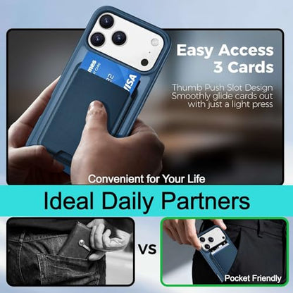 Magnetic for iPhone 17 Pro Wallet Case, Deep Blue - color: Deep Blue, size: iPhone 17 Pro