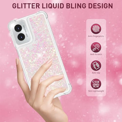 for Moto G Play 2024 Case with Screen Protector, Pink Sliver - color: Pink Sliver