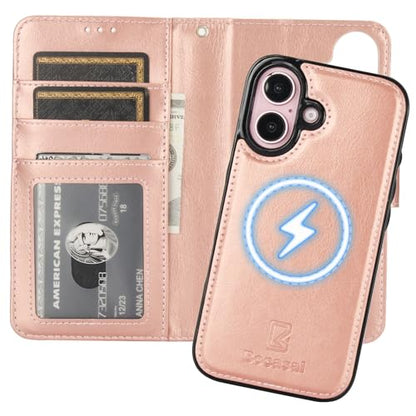 Bocasal for MagSafe Wallet Case Card Holder for iPhone 16, Rose Gold - color: Rose Gold for MagSafe
