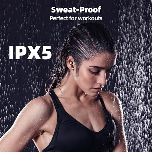 Promise Wireless Earbuds with TikTok Remote Control, Bluetooth 5.3 Earphones with 40Hrs Playtime, ENC Clear Call Mic (Not ANC)13mm Deep Bass, Smart Headphones for iPhone Laptop Computer Sports(black) - color: Black