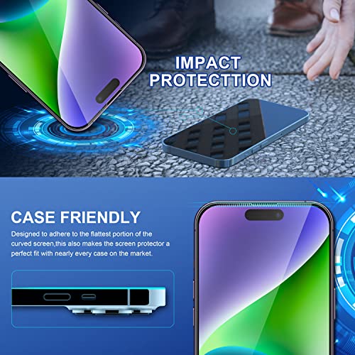 ImpactStrong 3-Pack Shatterproof Tempered Glass Screen Protector for iPhone 14 Pro [Easy Installation Frame] [Bubble Free] [9H Hardness] [Full Coverage] Case Friendly, 6.1 Inch - size: iPhone 14 Pro