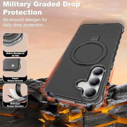 Compatible with Samsung Galaxy S24 Plus/S25 Plus Case 6.7'' Cute Wavy Frame with Magnetic Stand [Compatible with Mag-Safe] Military-Grade Translucent Phone Case for Women Girls, Black - color: Black, size: Samsung Galaxy S24 Plus /Samsung Galaxy S25 Plus