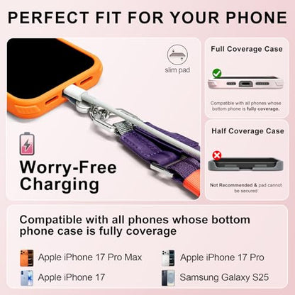 Phone Lanyard Crossbody, Adjustable Ergonomic Shoulder Phone Strap - color: Purple