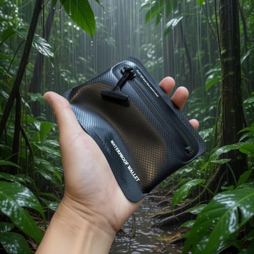 Heavy Duty Airtight Wallet Submersible Waterproof Wallet Protection for Keys, Cards - color: Black with diamond grid, size: 5.2" X 4" / 13.5CM X 10 CM