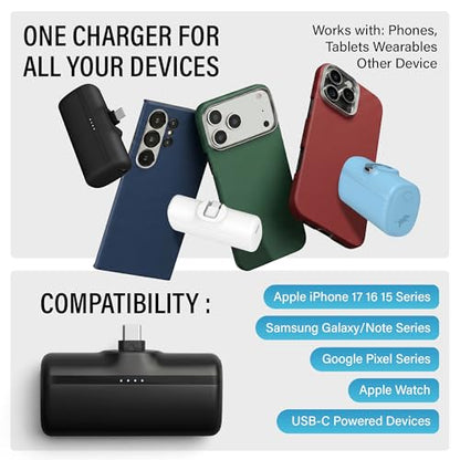 Nimble Bump 5K 20W Portable Fast Charger, Mini 5000mAh Power Bank, Black - color: Black