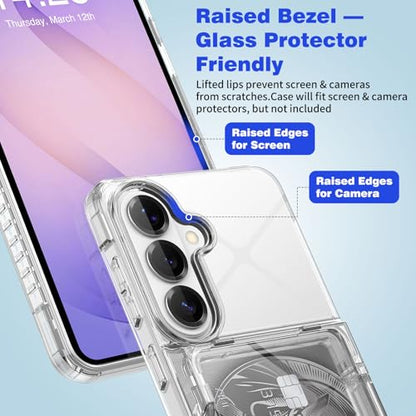 for Samsung S26 Plus Wallet Case 4 Credit Card ID Holder Clear Flip | Cover for Galaxy S26+ Kickstand Card Holder Slot for Men Women Shockproof Dual Layer TPU Hard Shell Protective Tough Bumper - size: for Galaxy S26 Plus, 6.7“