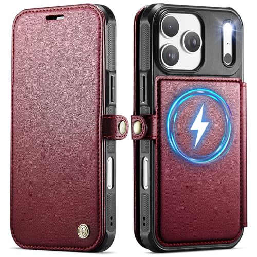 for iPhone 17 Pro Max Slim Case Wallet Wireless Charging, Wine Red - color: Wine Red, size: iPhone 17 Pro Max - 6.9"