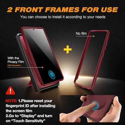 TONGATE for Samsung Galaxy S24 Ultra Case, 2 Front Frames & Stand, Maroon | Built-in Slide Camera Cover & Screen Protector, Military Grade Shockproof S24 Ultra Phone Case with Kickstand & Belt-Clip - color: Maroon