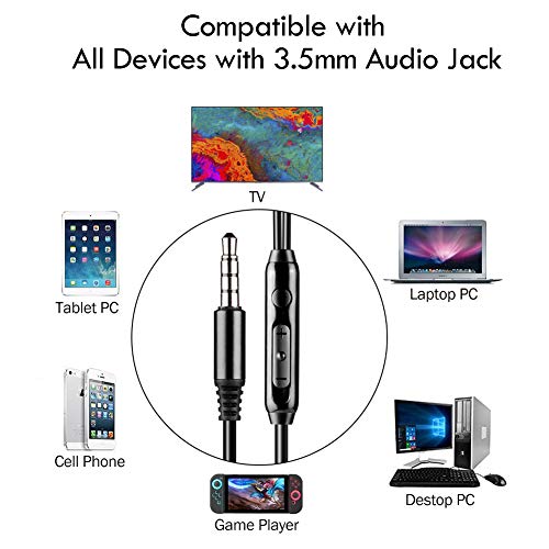 12Ft Extra Long Earbuds for TV & PC, in-Ear Wired Headphones, 3.5mm Jack
