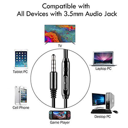 12Ft Extra Long Earbuds for TV & PC, in-Ear Wired Headphones, 3.5mm Jack