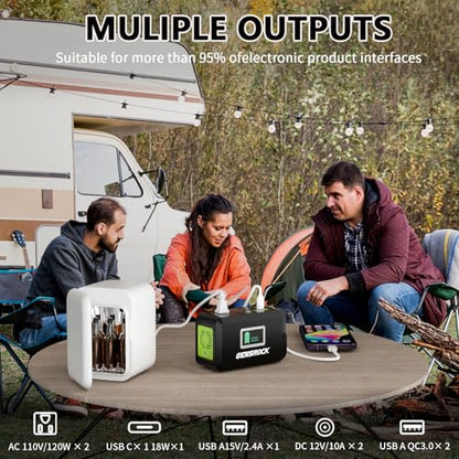GENSROCK Portable Power Station 120W, Power Bank with AC Outlet 24000mAh - color: Black Green