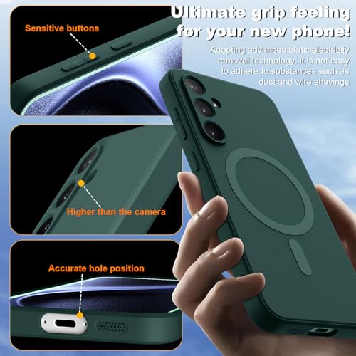 for Galaxy A15 5G Case,Magnetic,Wireless Charging,Slim Dark Green | Soft TPU Silicone Cover Phone Case for Samsung Galaxy A15 5G,Dark Green - color: Dark Green