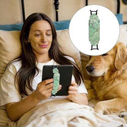 Secure Hand Strap for 6-7.5" Kindle and Tablets, Versatile Lightweight Faux Leather E-Book Grip Holder, Heavy-Duty E-Book Accessories for Reading Lover Gift (Green Marble) - color: Green Marble