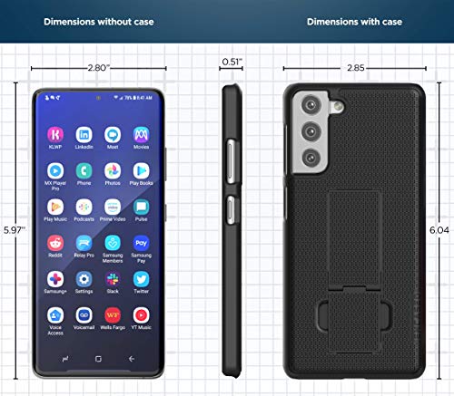 Encased DuraClip Designed for Samsung Galaxy S21 Belt Clip Case (2021) Slim Phone Cover with Holster - Black - size: S21
