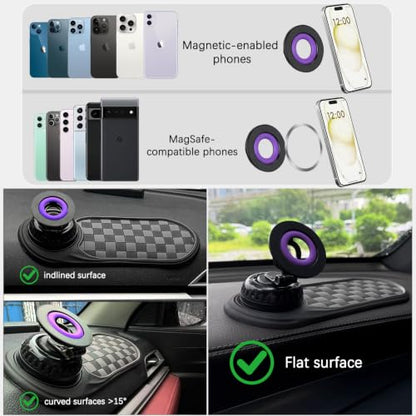 2026 Upgraded Car Phone Mount, 360° Adjustable Magnetic Anti-Slip Mat-Gray - size: Mat-Gray