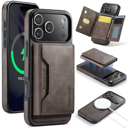 K2 2 in 1 Detachable Magnetic Phone Cases Compatible with iPhone 17 Pro Max Case with Card Holder RFID Blocking, Compatible with Magsafe Wallet, Leather 6.9'' (Coffee, iPhone 17 Pro Max) - color: Coffee, size: iPhone 17 Pro Max