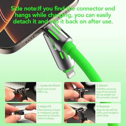 MFish 240W 4-in-1 Fast Charging Cable, Green, 6.6FT - color: Green, size: 6.6FT