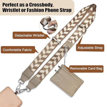 Cell Phone Lanyard with Wallet - Anti-Theft Crossbody Adjustable Phone Strap for Most Smartphones, for Men & Women - color: Khaki