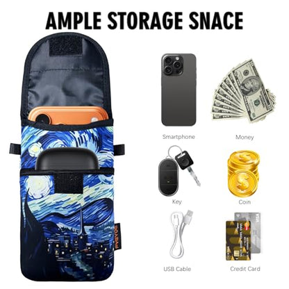 Neoprene Phone Sleeve Pouch Case Bag for Men Women w/Crossbody Strap/Neck Lanyard for iPhone 17/16/15/14 Pro Max, Samsung S25，Pixel 10 - color: Starry Night Cell Phone Sleeves