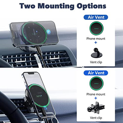 Magnetic Wireless Car Charger Mount Compatible with Magsafe iPhone 15/ iPhone 14/iPhone 13, Fast Charging Air Vent Magnet Accessories Car Phone Holder