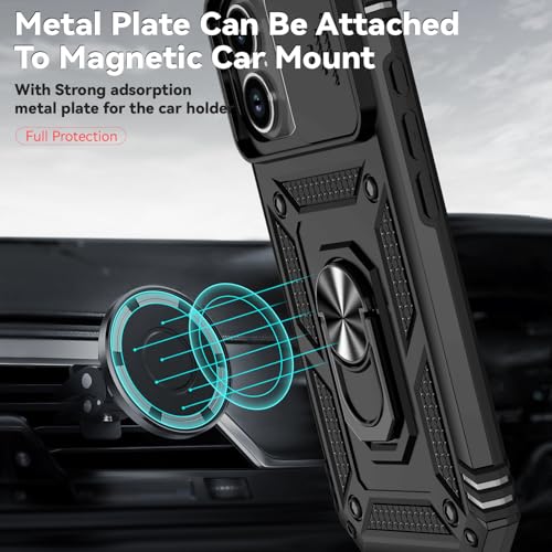 for iPhone 17 Case, with Slide Camera Cover HD Screen Protector [Military Grade 16ft. Drop Tested] Ring Holder Kickstand Protective Phone Case for Apple iPhone 17, Black - color: Black w/ Slide Camera 2nd gen. Military Grade