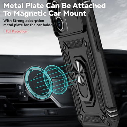 for iPhone 17 Case, with Slide Camera Cover HD Screen Protector [Military Grade 16ft. Drop Tested] Ring Holder Kickstand Protective Phone Case for Apple iPhone 17, Black - color: Black w/ Slide Camera 2nd gen. Military Grade