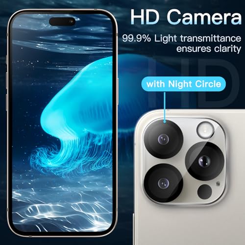 JETech Camera Lens Protector for iPhone 15 Pro/15 Pro Max, 3-Pack | 9H Tempered Glass, HD Clear, Anti-Scratch Protection, Night Shot Compatible, Case-Friendly - size: iPhone 15 Pro / 15 Pro Max