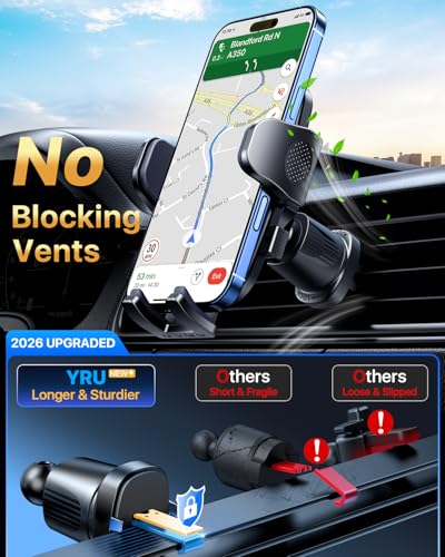 YRU 2026【100+LBS Suction & Flexible Low-Profile Arm】 Car Phone Holder Mount - color: Royal Blue