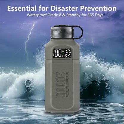 20,000mAh Rugged Power Bank with Fast Charge USB-C PD, IP68 Waterproof Shockproof, Includes 420lm Bright Camping Lantern, Tactical Outdoor Charger for Hiking Camping Survival Emergency（Grey） - color: Grey