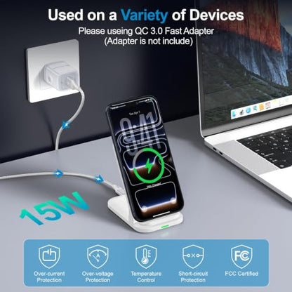 Pixel 10 Foldable Wireless Charger Fast Charging Station 15W Wireless Phone - color: White