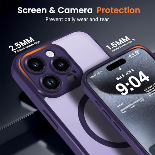 Magnetic Case for iPhone 13 Pro 6.1-Inch, [Compatible with Magsafe][Full Camera Protection] Ultra Slim Translucent Matte Shockproof Protection Phone Cover-Dark Purple - color: Dark Purple, size: iPhone 13 Pro