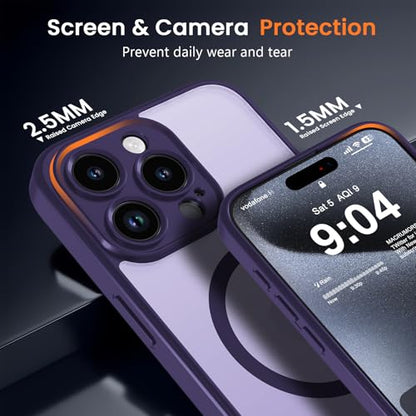 Magnetic Case for iPhone 13 Pro 6.1-Inch, [Compatible with Magsafe][Full Camera Protection] Ultra Slim Translucent Matte Shockproof Protection Phone Cover-Dark Purple - color: Dark Purple, size: iPhone 13 Pro