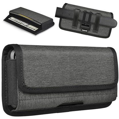 ykooe Rugged Nylon Holster Compatible with iPhone 17 16 15 14 13 12 & Pro Models, Galaxy S25, S24, S23, S22,S21 Cell Phone Belt Holder for Men, Dark Grey - L - color: Dark Gray, size: L