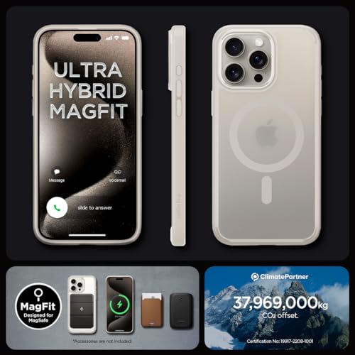 Spigen for iPhone 15 Pro Case, Ultra Hybrid MagFit [Anti-Yellowing] [Compatible with Magsafe] - Frost Natural Titanium - color: Frost Natural Titanium, size: iPhone 15 Pro