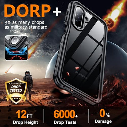 SPIDERCASE for Samsung Galaxy A17 Waterproof Case, IP68 Waterproof Case, Military-Grade Drop Protection, Full-Body Shockproof Dustproof Cover,Black - color: Black/Clear, size: Galaxy A17 6.7"