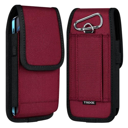 ykooe Cell Phone Pouch Nylon Belt Holster Case Compatible with iPhone 17 Pro Max, Galaxy S25/S24/S23/S22 Ultra A16 A15 A14 A13, Moto G Stylus/Power/Play, Pixel 8/7 Pro, Red - XXL - color: Red, size: XXL
