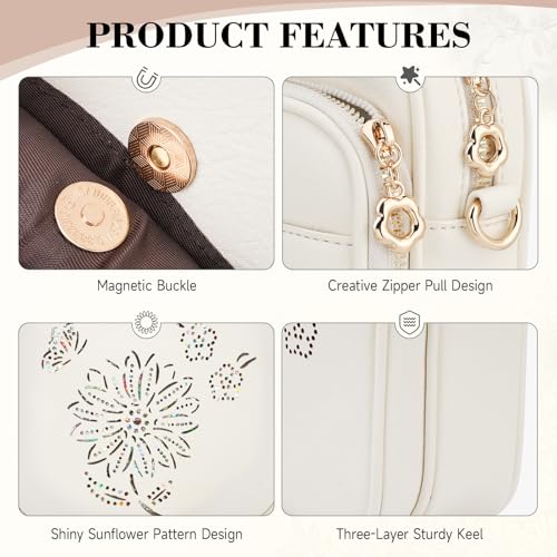 Small Crossbody Bags for Women, RFID Phone Purse with Card Slots, Triple Compartments Lightweight Shoulder Bag - color: 8-white