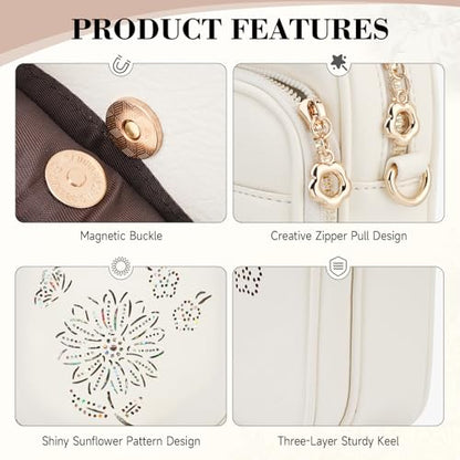Small Crossbody Bags for Women, RFID Phone Purse with Card Slots, Triple Compartments Lightweight Shoulder Bag - color: 8-white