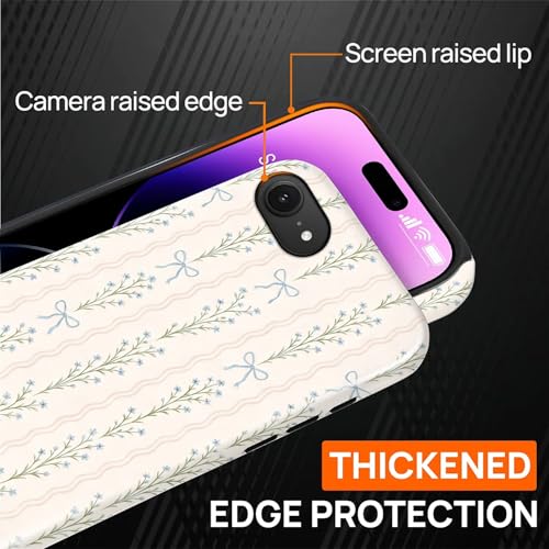 Magnetic for iPhone 16e Case,[Compatible with Magsafe] Dual Layer Protective Heavy Duty Shockproof Rugged Drop Protection Bumper Hybrid Case - Blue Bow Stripes - color: Blue Bow Stripes, size: iPhone 16e